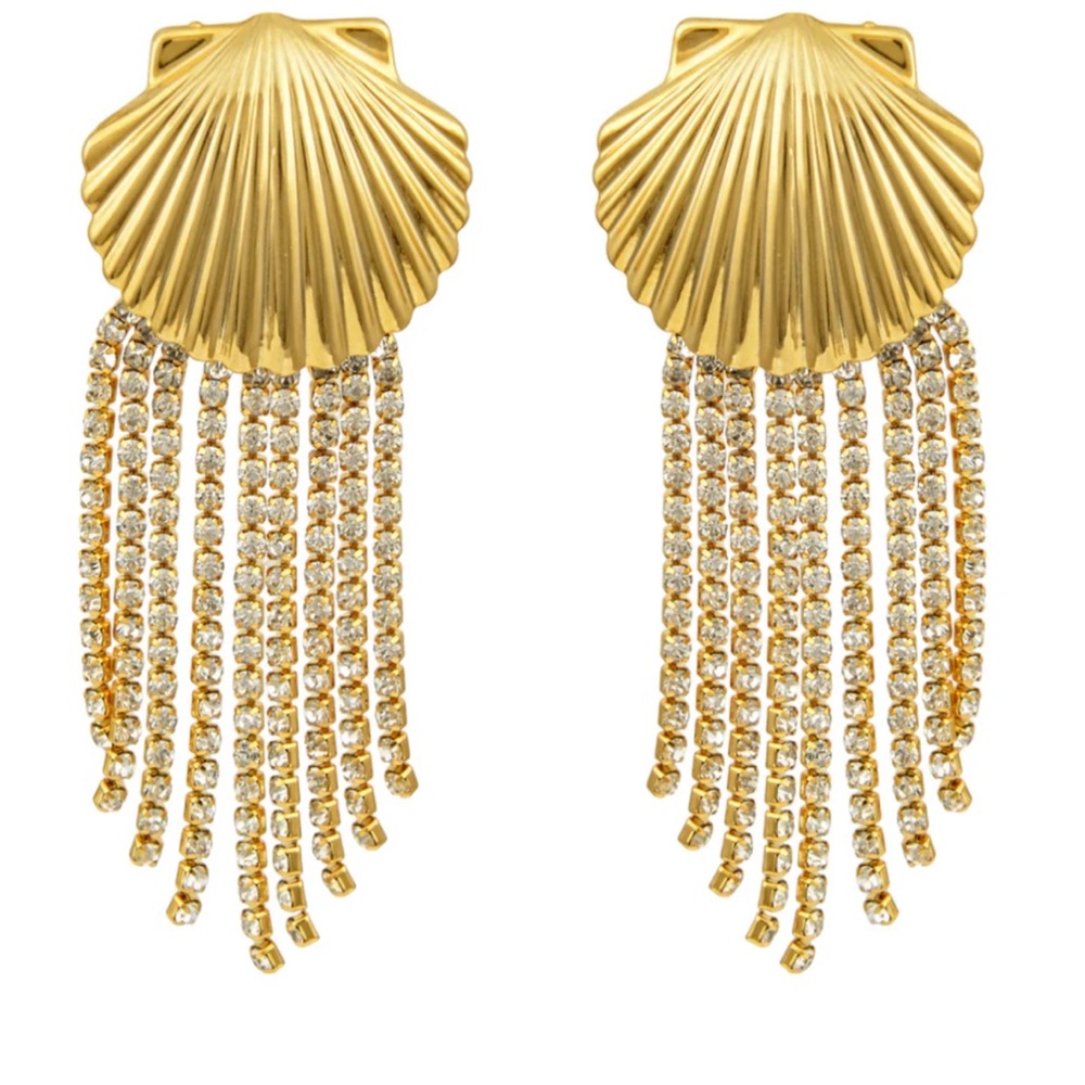 Gold and Silver Textured Earrings with Chain Detail